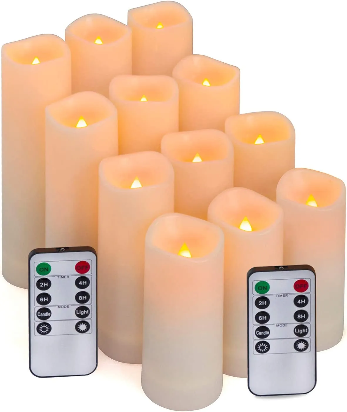 Led candle set of 12, with remote timer (made of plastic)