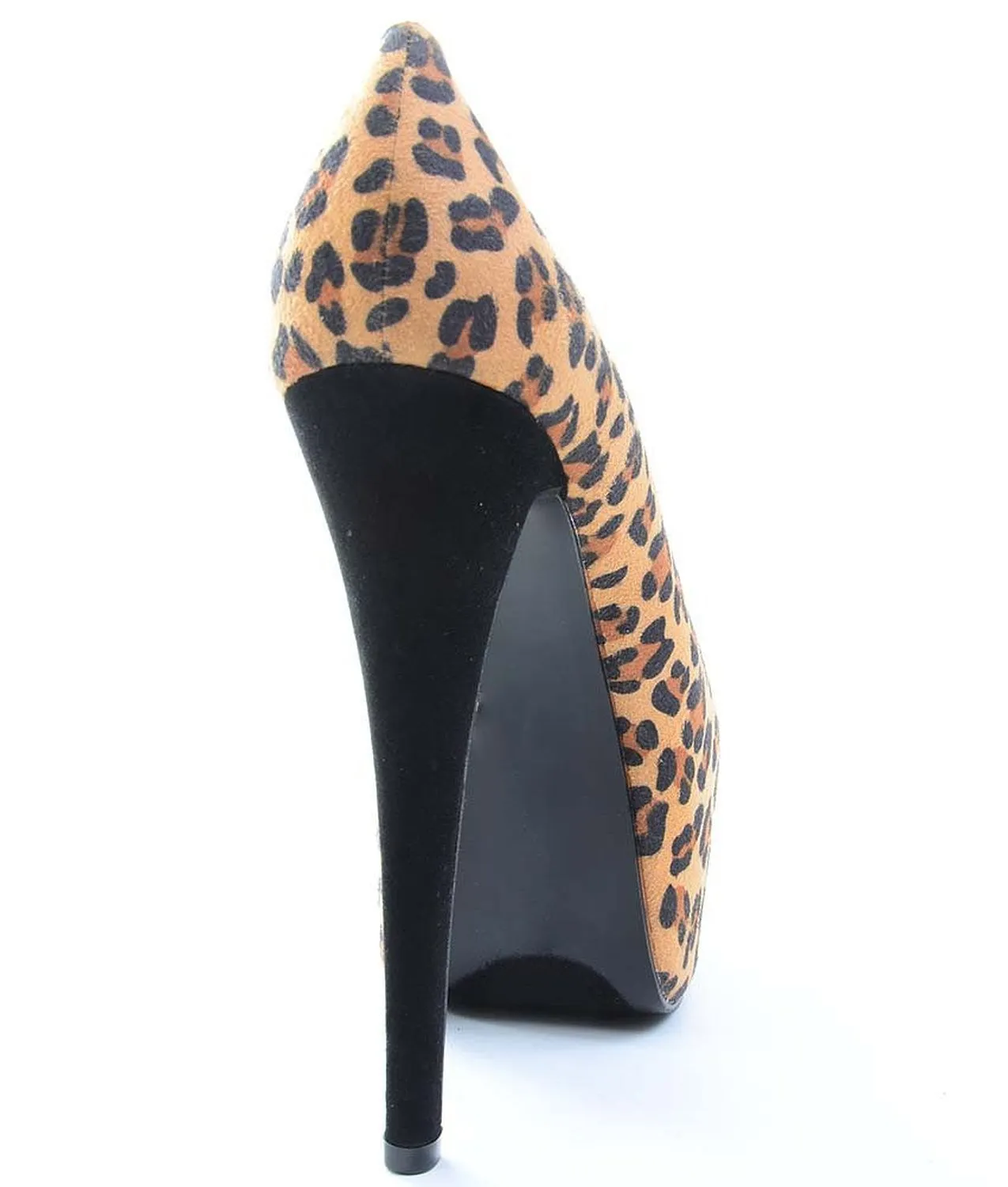 Leopard Peep Toe Platform Pump Heels Faux Suede