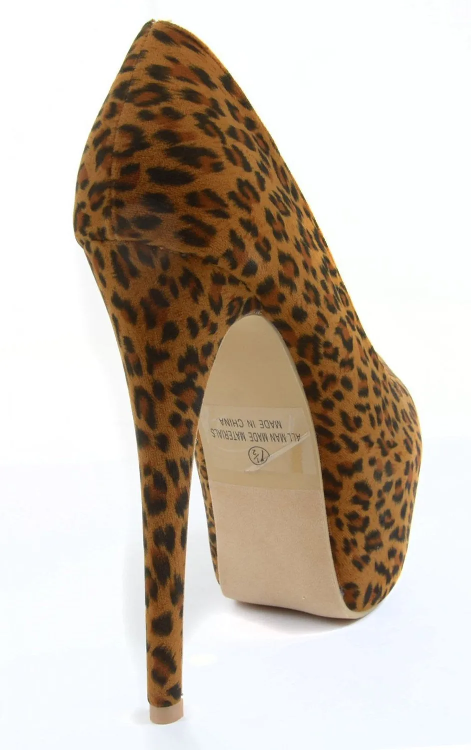 Leopard Vegan Almond Toe Stiletto Platform Pump Womens Heels Women's