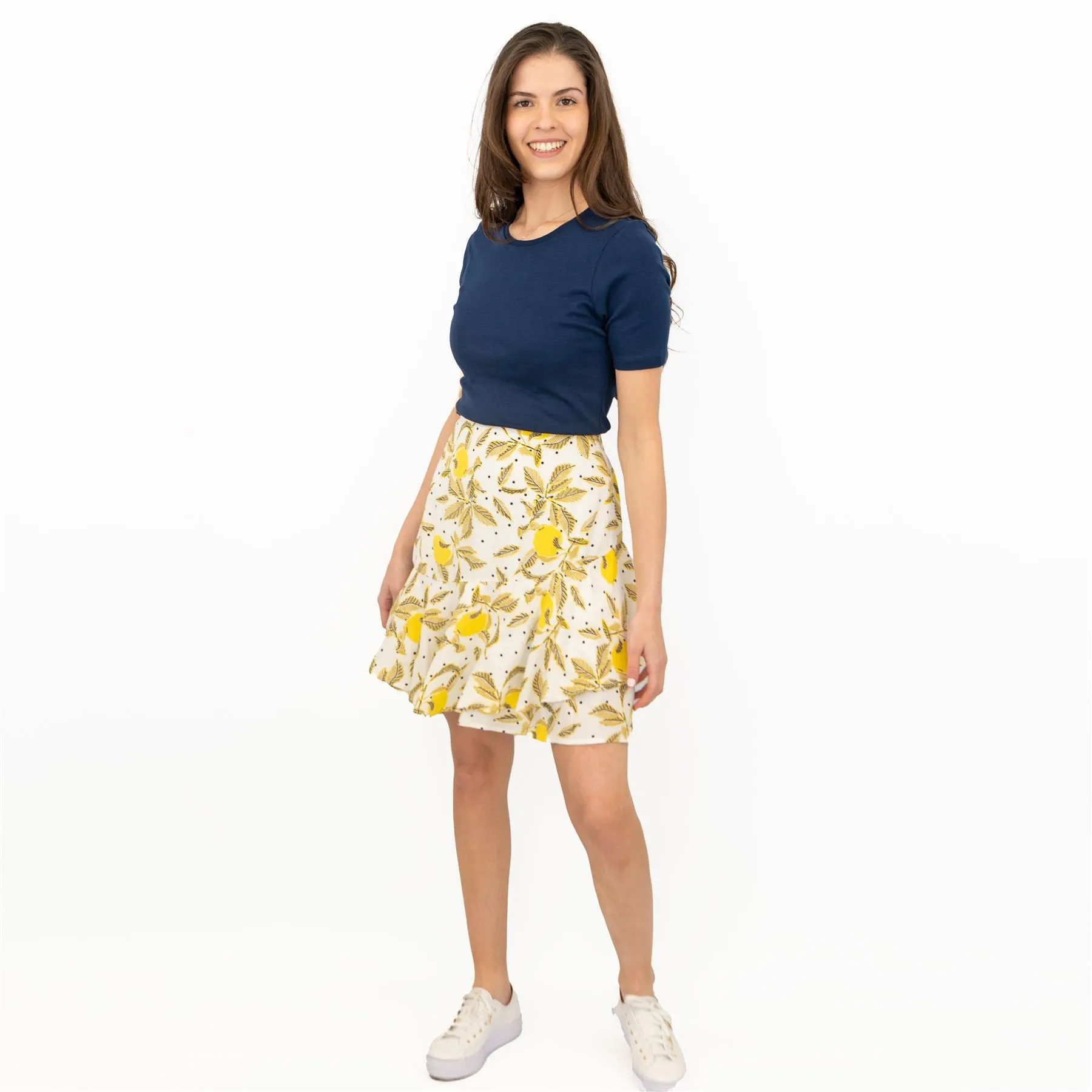 M&S Yellow Floral Flare Layers Short Skirts