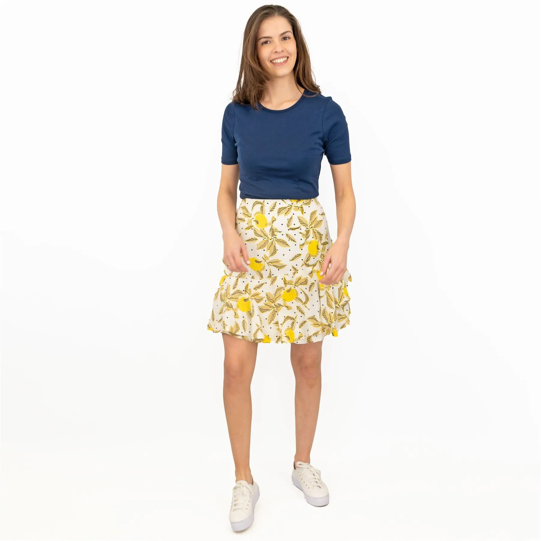 M&S Yellow Floral Flare Layers Short Skirts