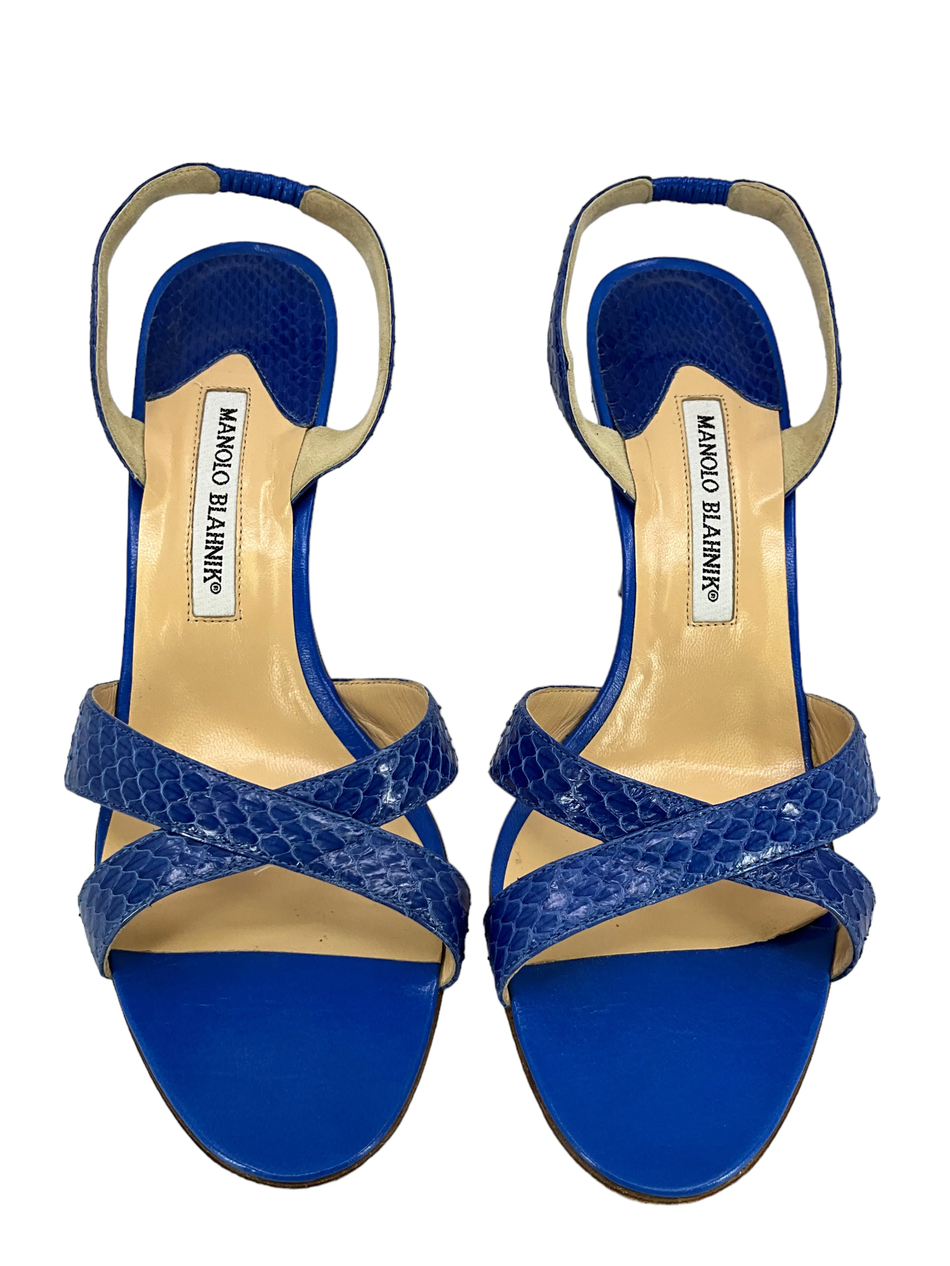 Manolo Blahnik Strappy Snakeskin Sandals 9