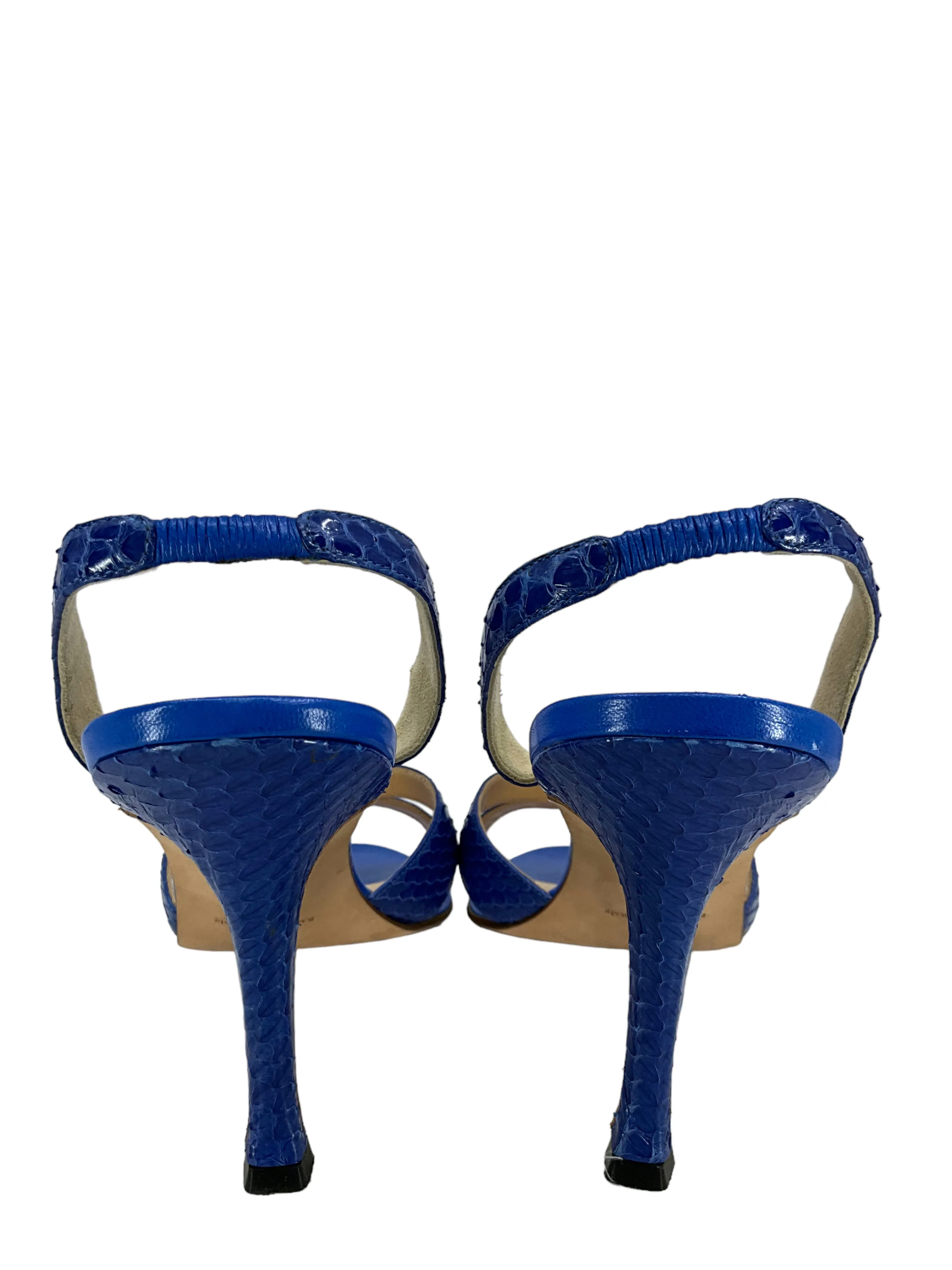 Manolo Blahnik Strappy Snakeskin Sandals 9