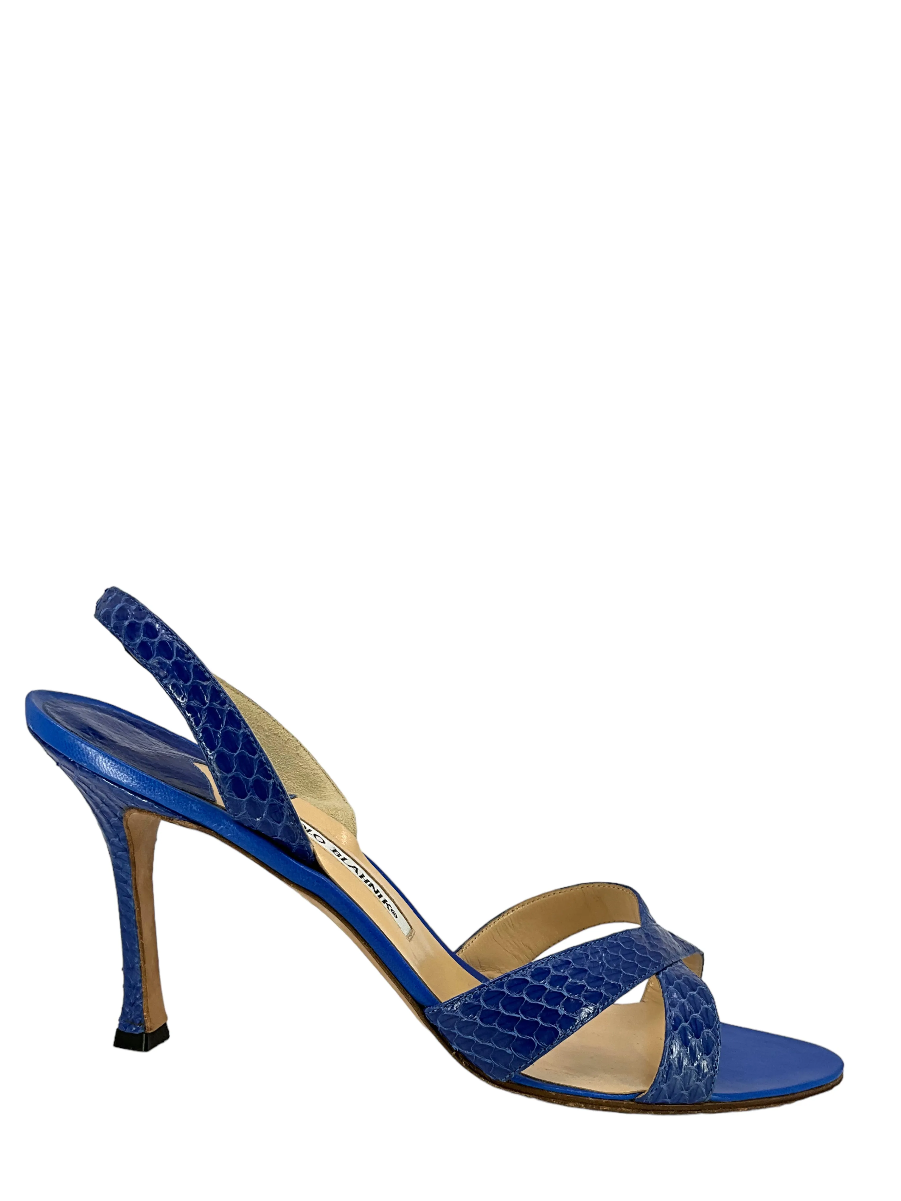 Manolo Blahnik Strappy Snakeskin Sandals 9