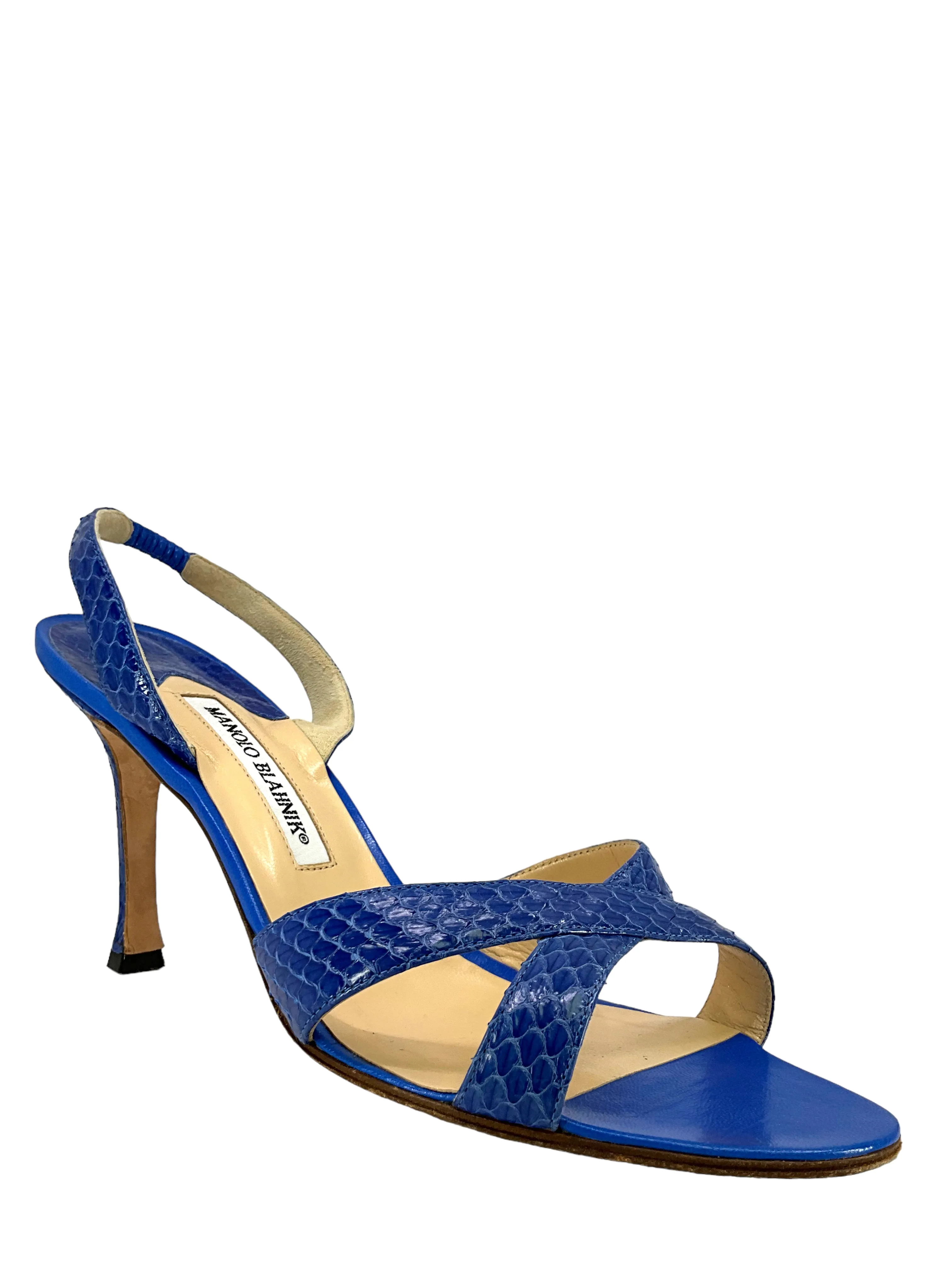 Manolo Blahnik Strappy Snakeskin Sandals 9