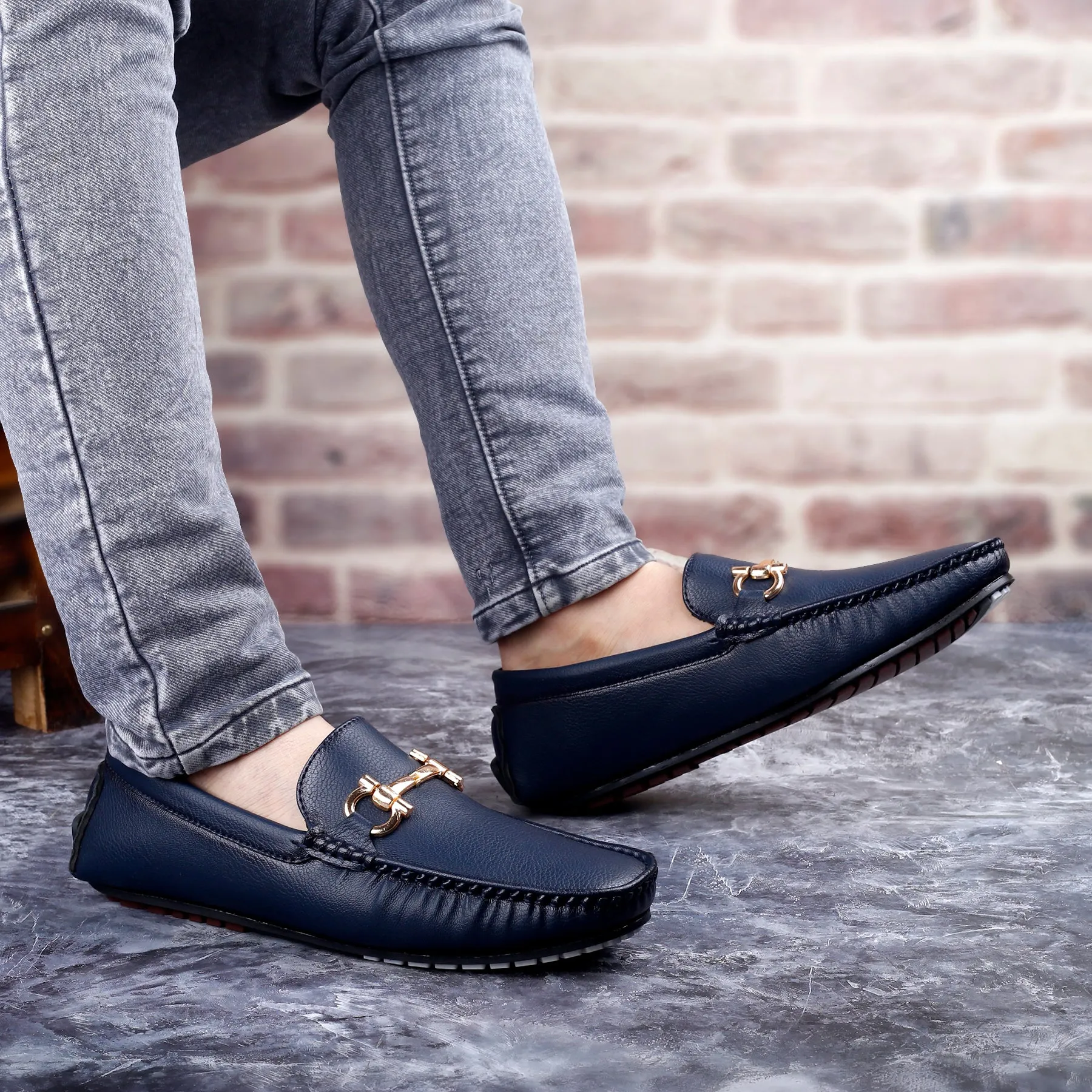 Men's Faux Leather Buckle Designer Loafers Shoes