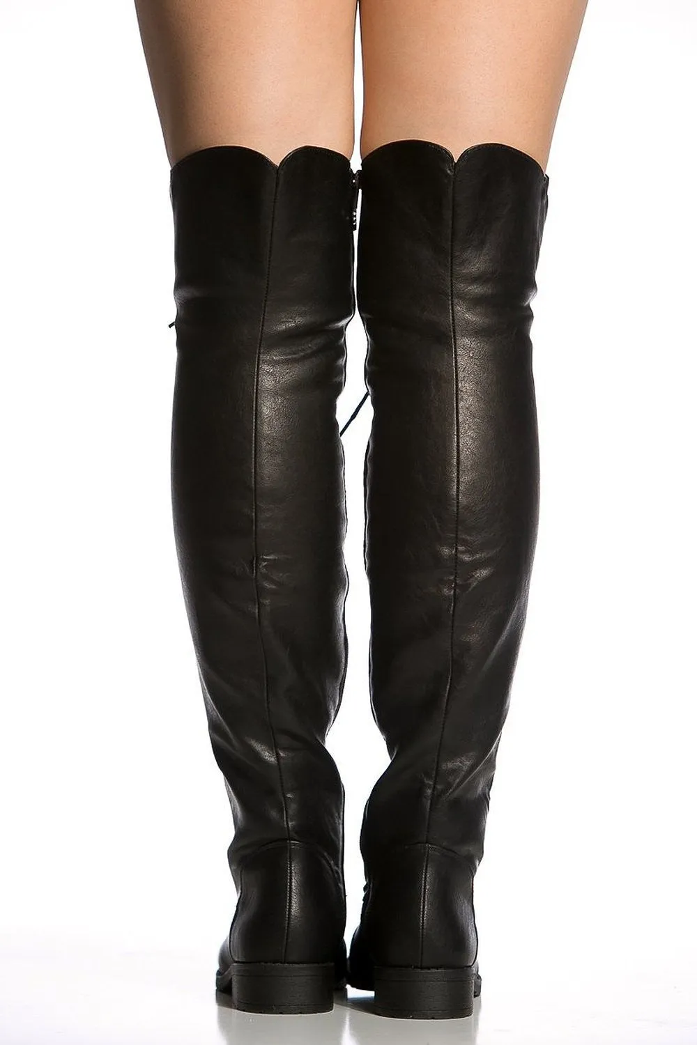 Over the Knee Lace Up Riding Faux Leather Thigh High Combat Boots