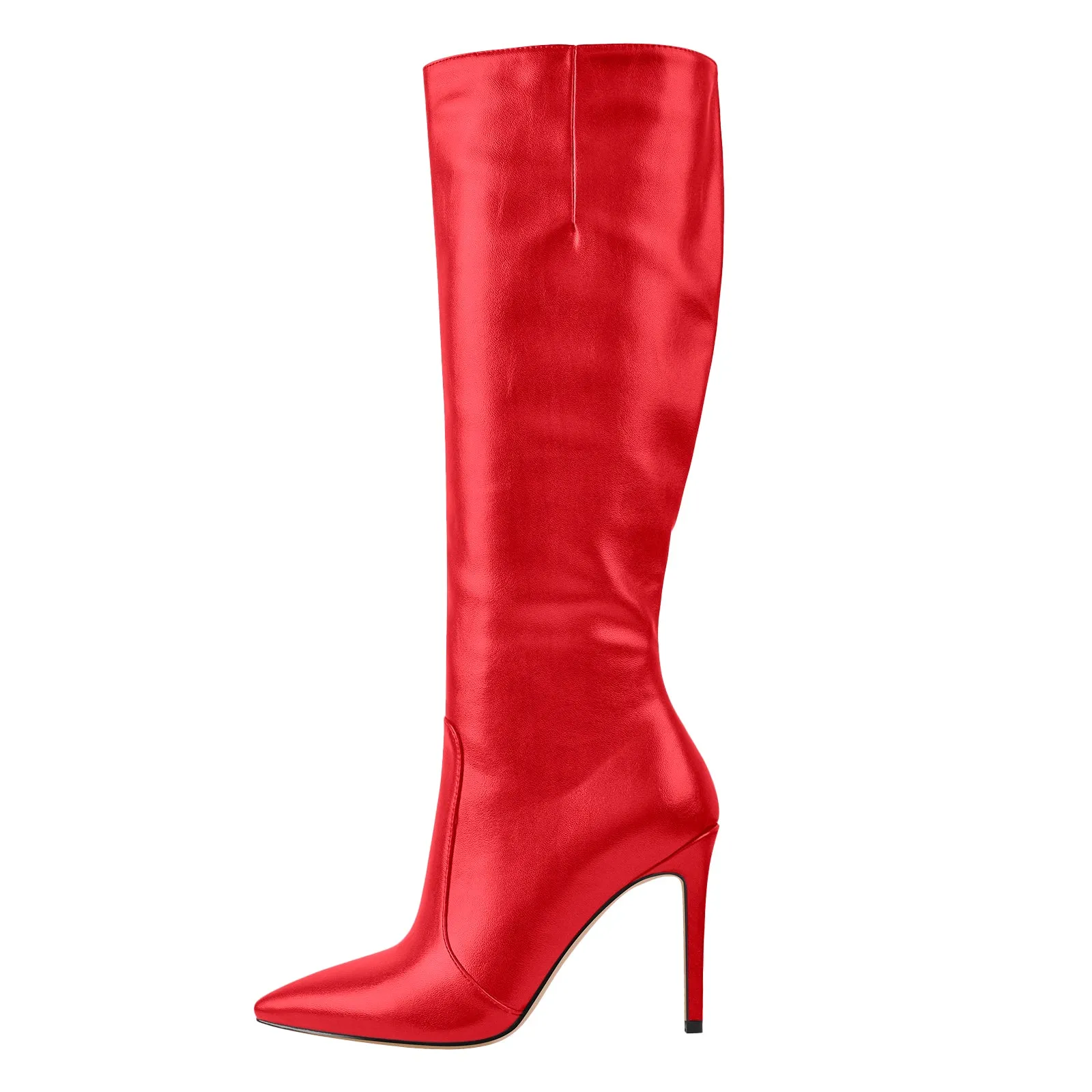 Pointed Toe Stiletto Zip Knee High Boots