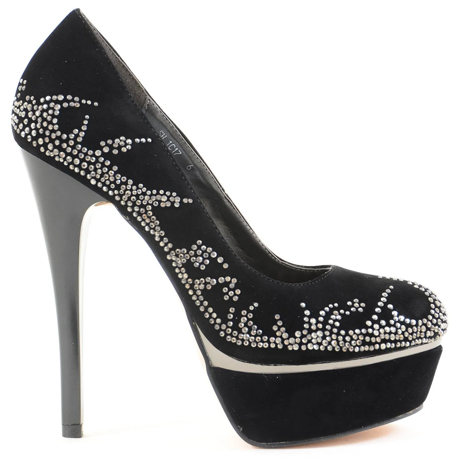 Rhinestone Black Lamy Platform Stiletto Women's Pumps Shoes