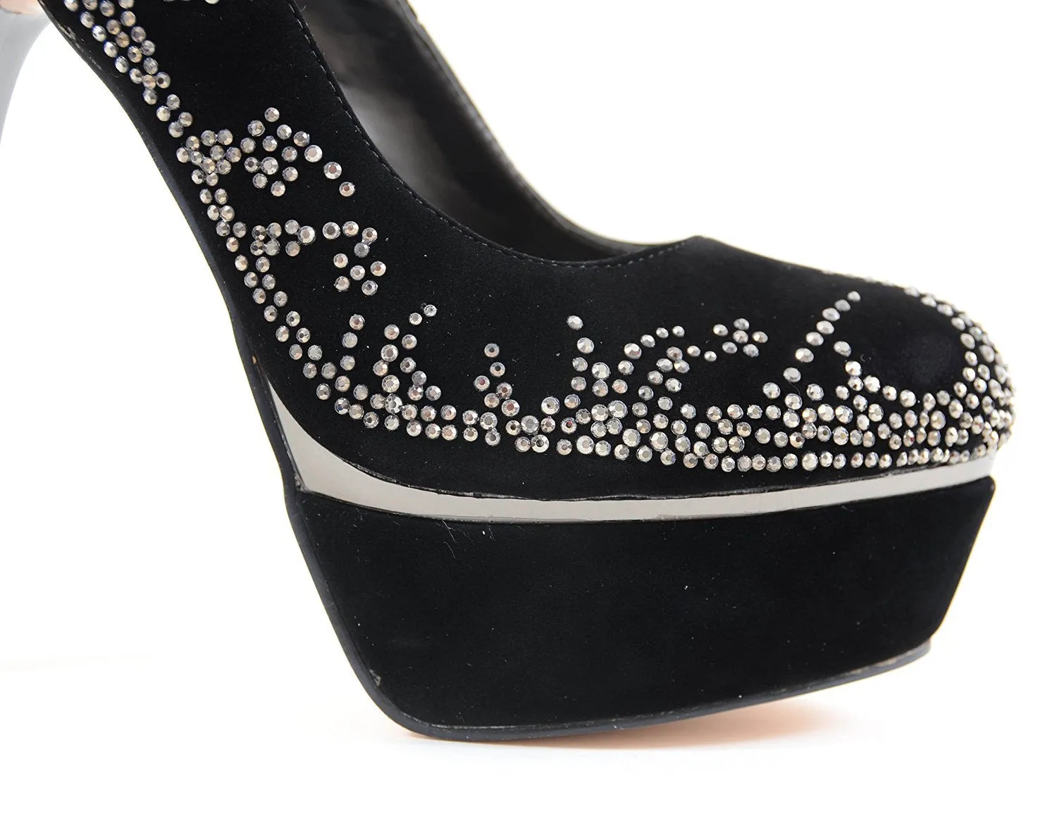 Rhinestone Black Lamy Platform Stiletto Women's Pumps Shoes