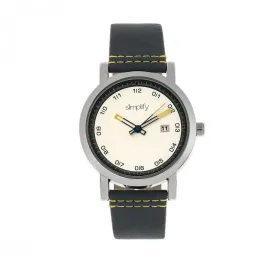 Simplify The 5300 Leather-Band Watch w/Date