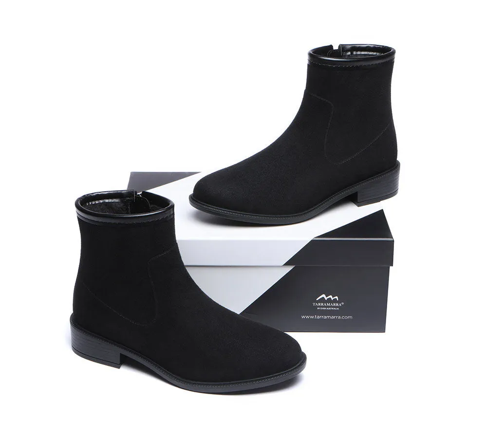 TARRAMARRA® Women Shearling Zipper Wool Insole Black Ankle Boots Vinia