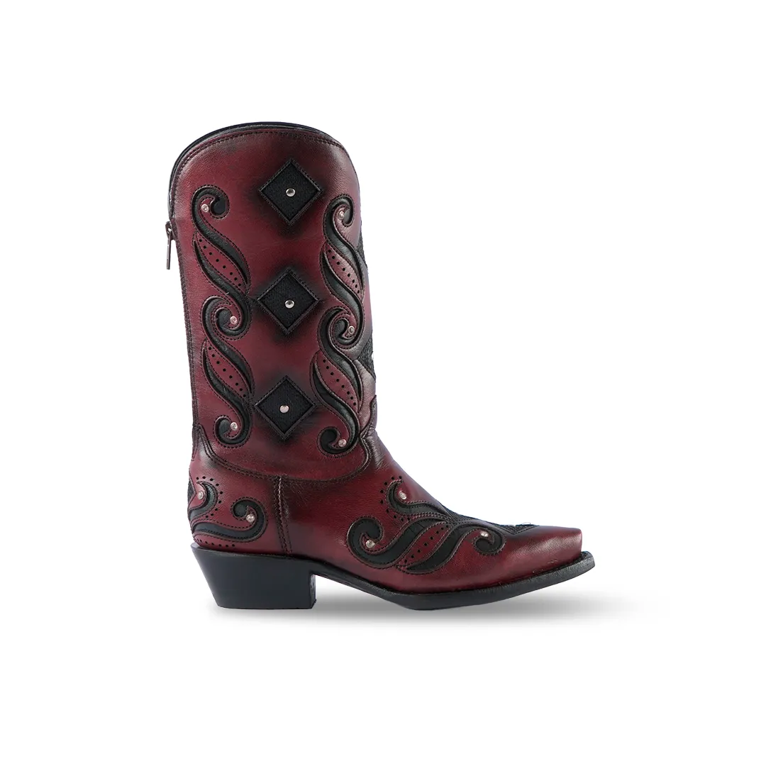 Texas Country Women's Western Boot Bora Wine Retro Toe E780