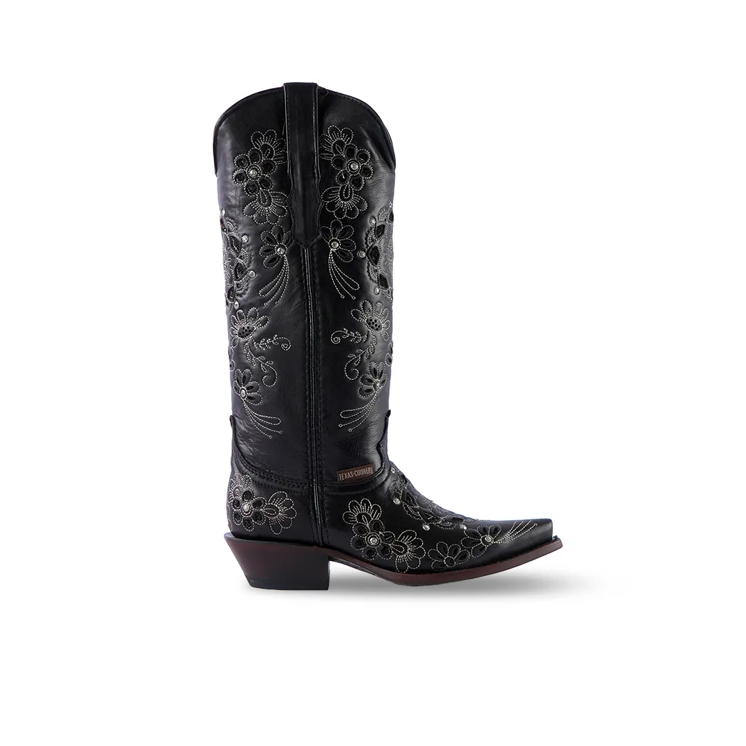 Texas Country Womens Western Boot Liga Black Retro E328-1