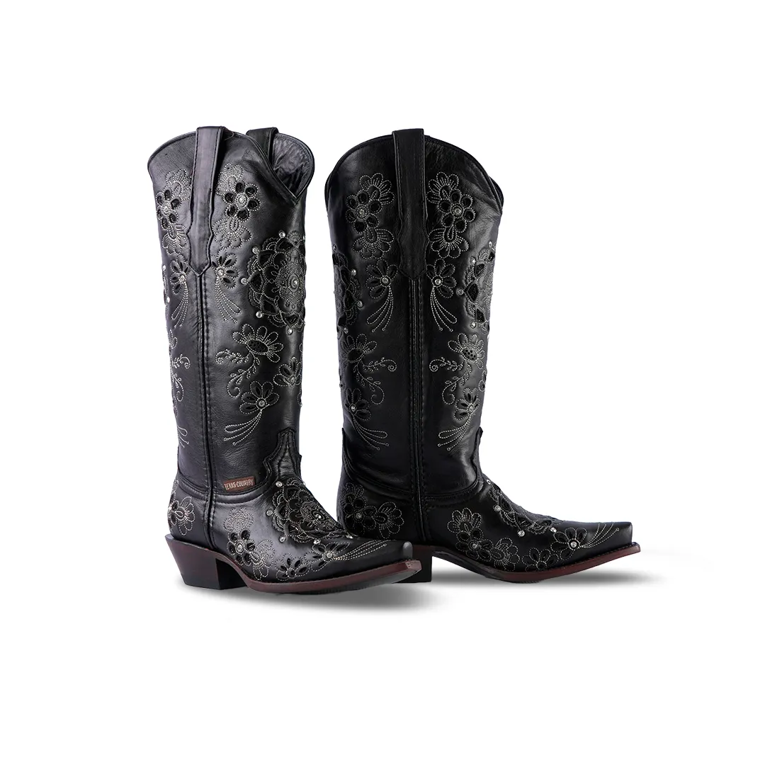 Texas Country Womens Western Boot Liga Black Retro E328-1