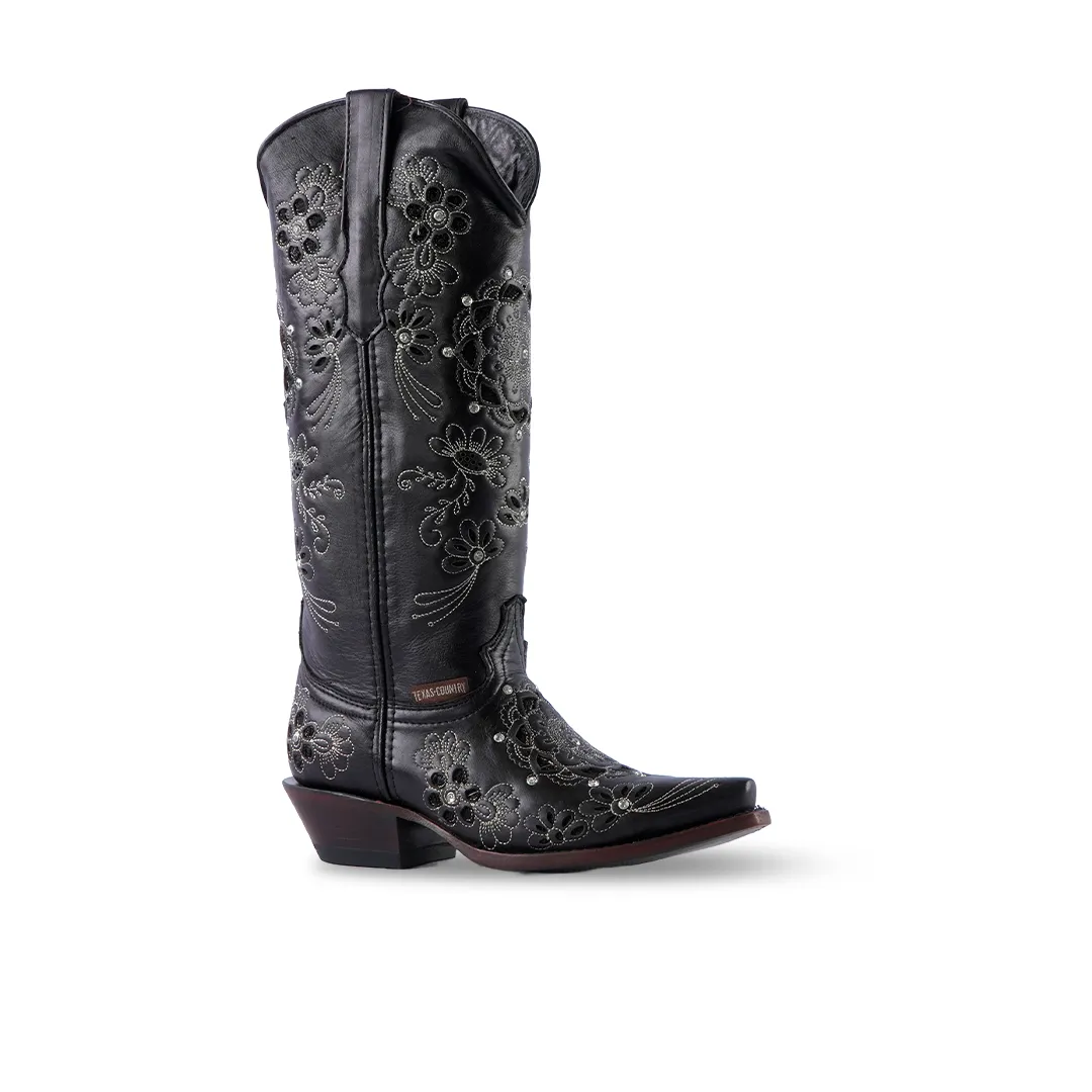 Texas Country Womens Western Boot Liga Black Retro E328-1