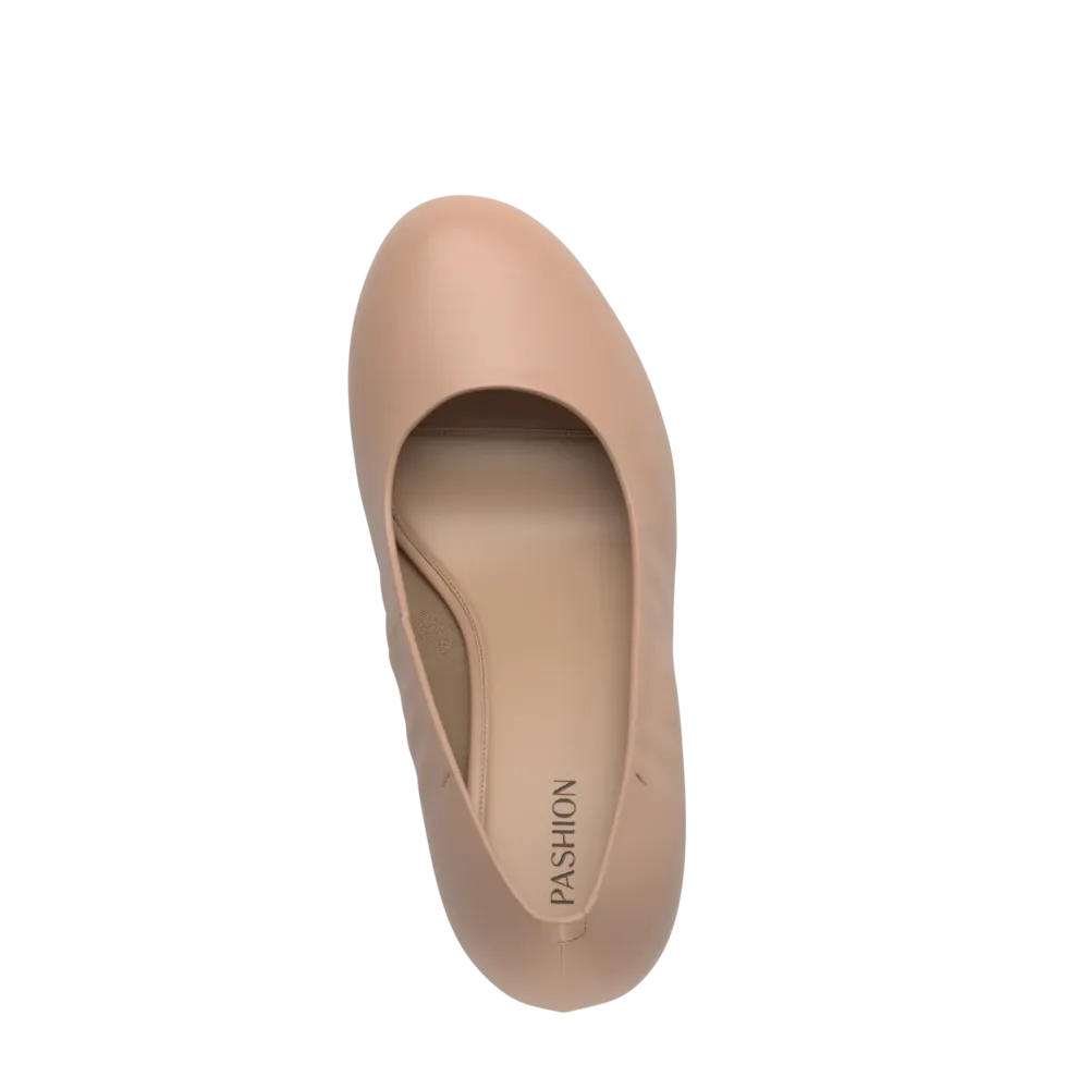 The Ballet Pump - Latte Stretch Leather 4 Block