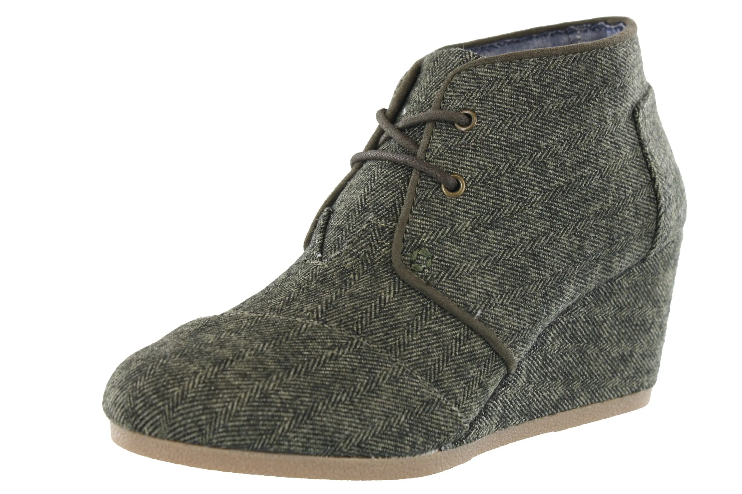 Toms Women Desert Wedge Lace Up Booties