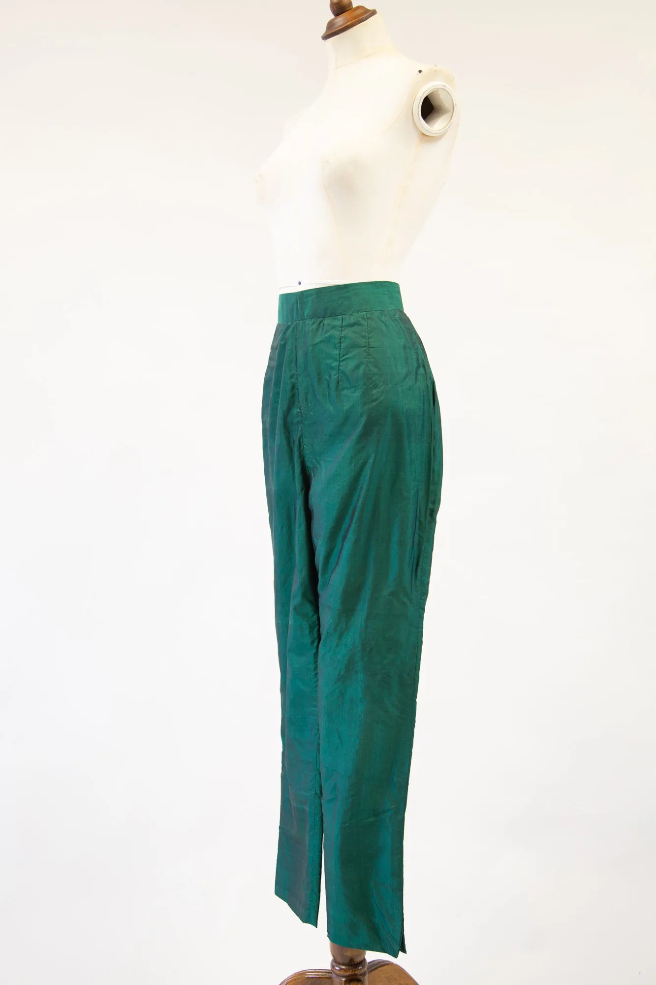 Vintage 1980s Green Silk Saree Dress Set